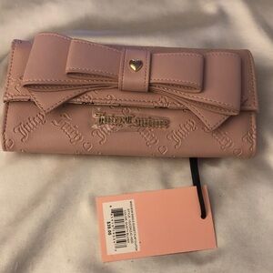 Juicy Couture Dusty Blush Miss Bow Single Gusset Flap Clutch Wallet 3D Bow NWT